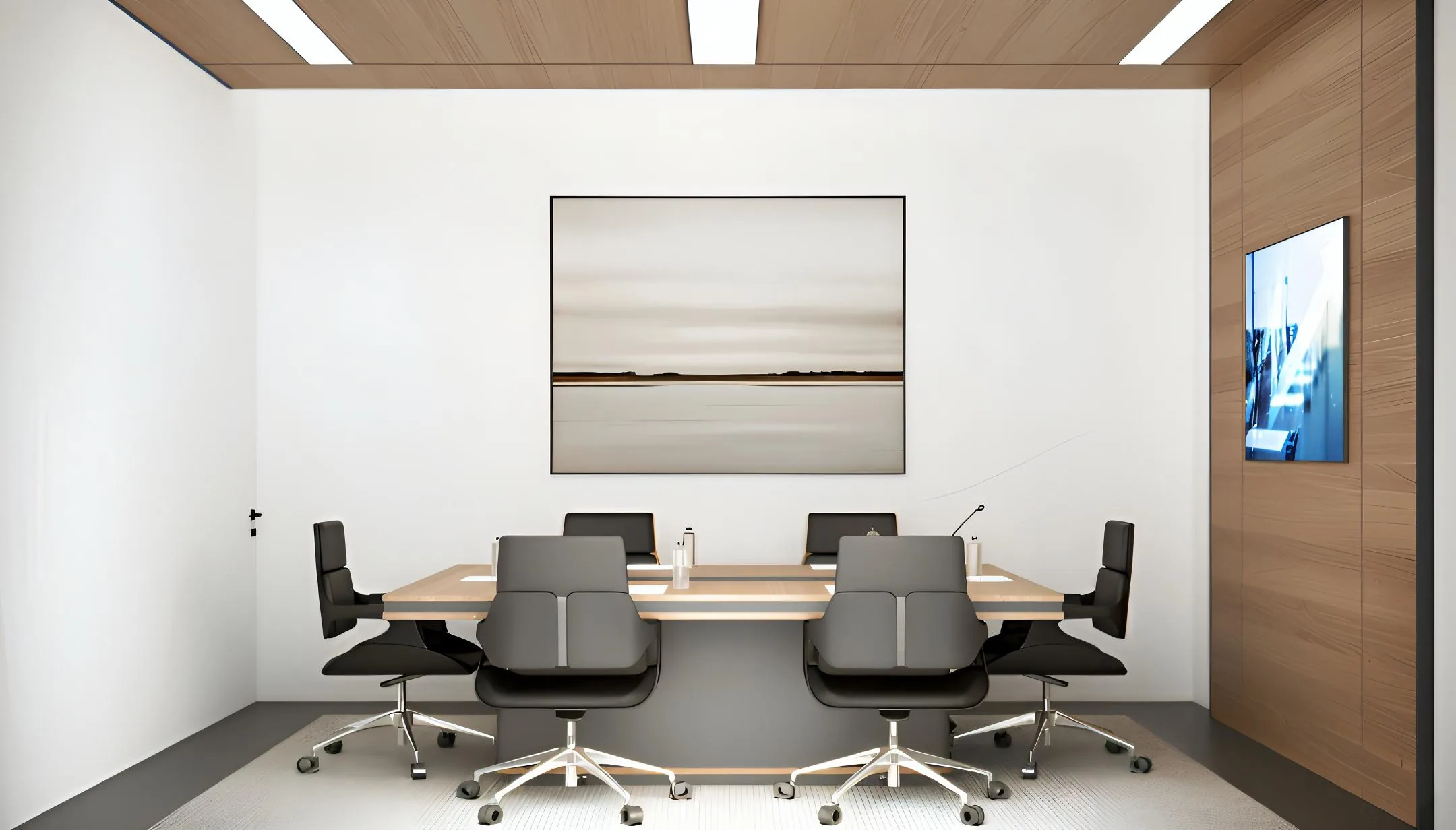 Conceptual V-MIRAMAR office interior with a contemporary workspace layout