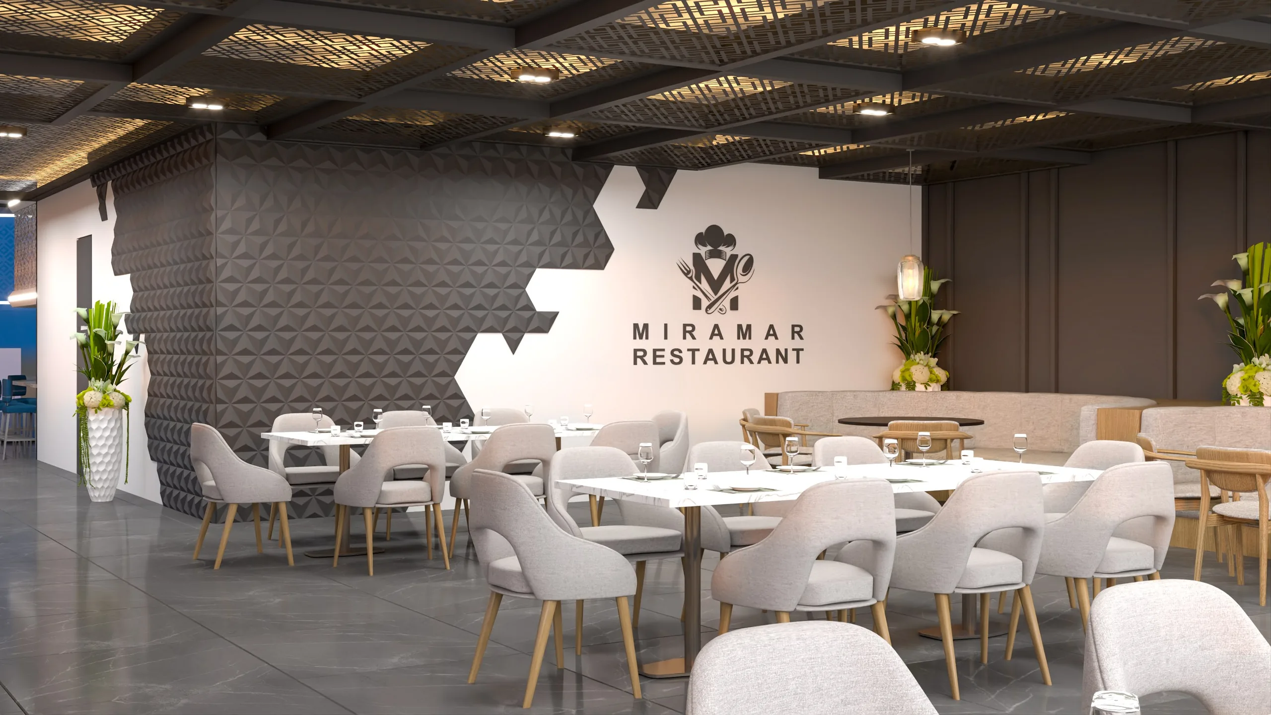 Restaurant and dining interior at V-MIRAMAR