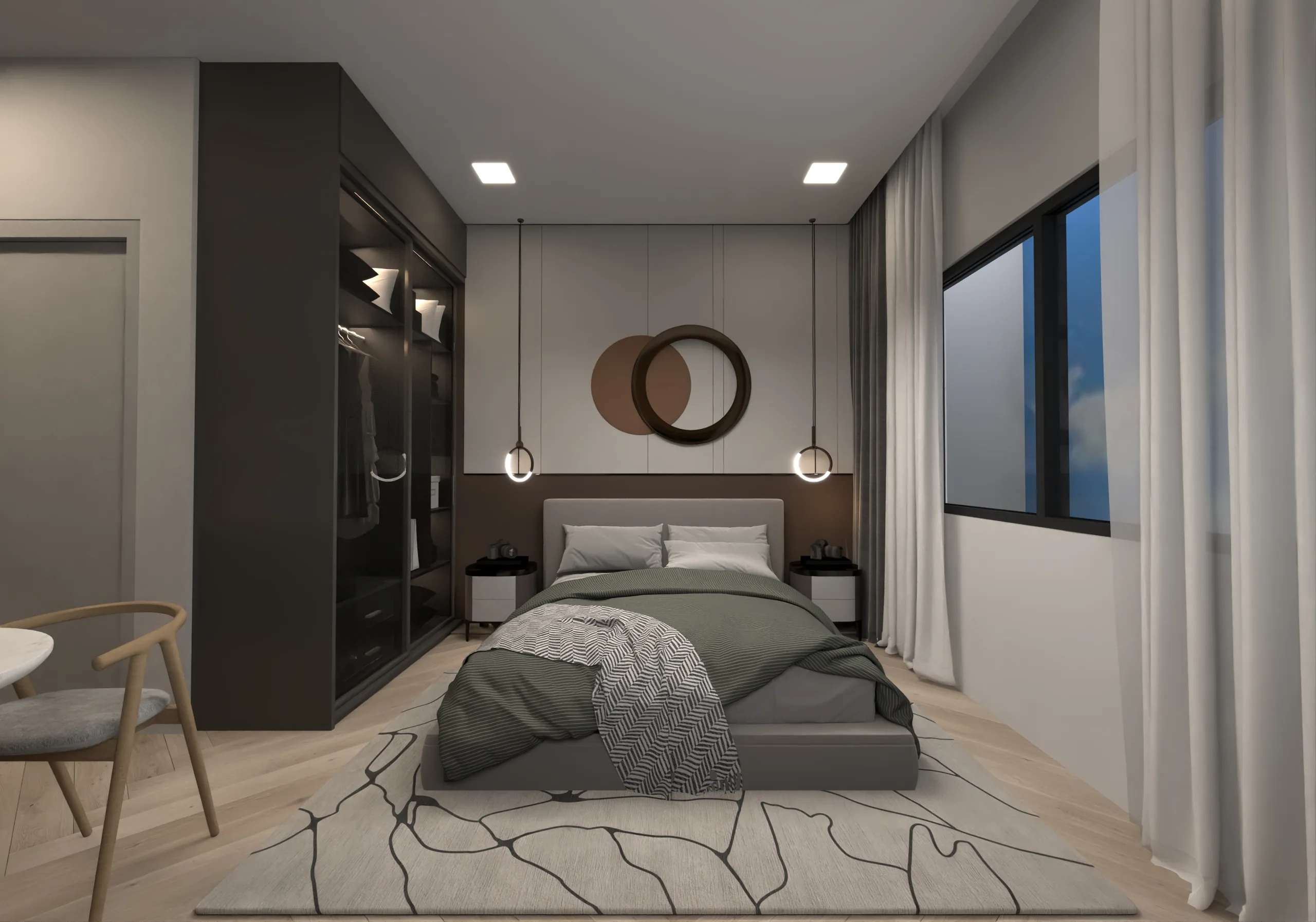Conceptual studio sleeping area with integrated storage at V-MIRAMAR